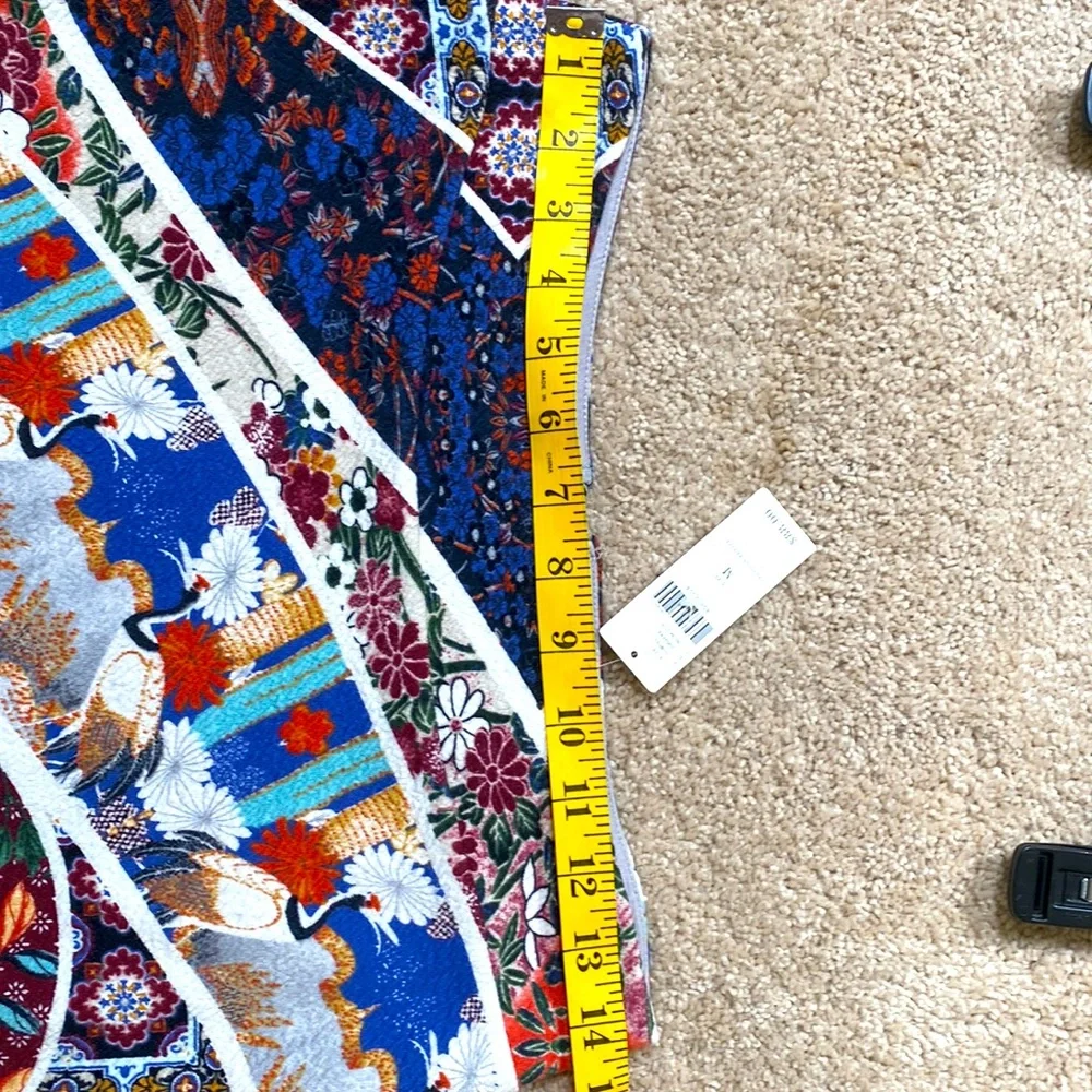 Anthropologie Multi-Color Crane Bird Patterned Midi Skirt